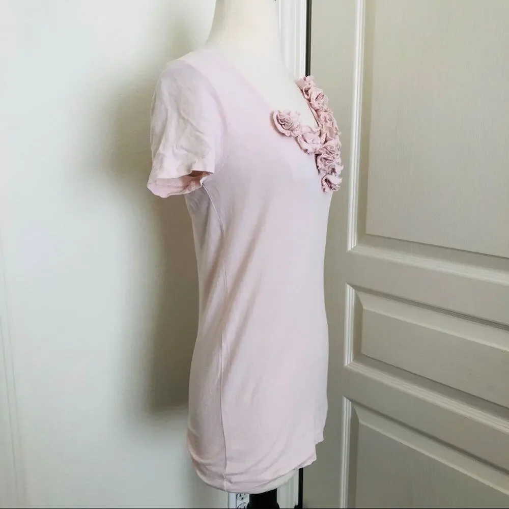 J Crew Flouncy Flowers Scoopneck Tee pink